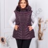 Plus size αμάνικο μπουφάν με γούνα-μωβ-κωδ 2257-1