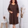Plus size φόρεμα με στρας-καφέ-κωδ 3945-1