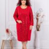Plus size φόρεμα με δαντέλα και παγιέτες-κόκκινο-κωδ 9550-3