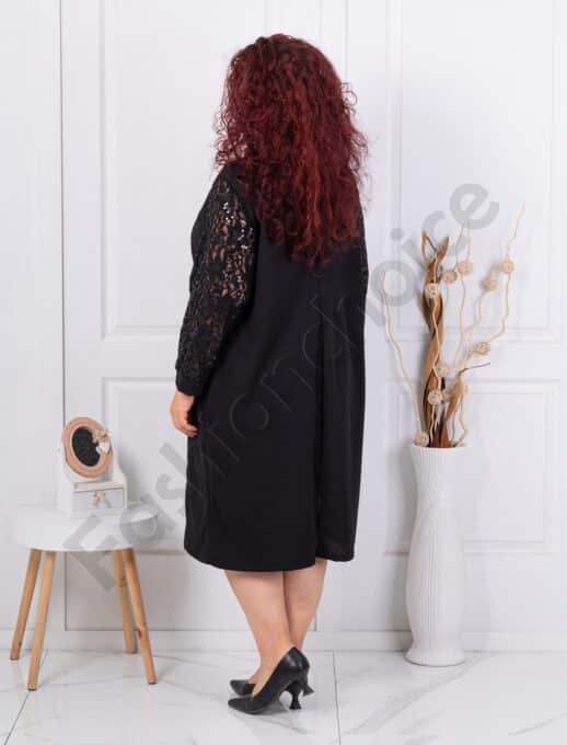 Plus size φόρεμα με δαντέλα με παγιέτες-μαύρο-κωδ 9550