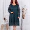 Plus size φόρεμα δαντέλα ελαστικό-κυπαρισσί-κωδ 6445-2