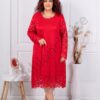 Plus size φόρεμα δαντέλα ελαστικό-κόκκινο-κωδ 6445-4