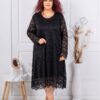Plus size φόρεμα δαντέλα ελαστικό-μαύρο-κωδ 6445