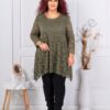 Plus size ασύμμετρη τουνίκ δαντέλα-χακί-κωδ 251323-10