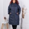 Plus size καπιτονέ μπουφάν μακρύ-σκούρο μπλε-κωδ 25050-3