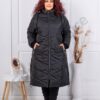 Plus size καπιτονέ μπουφάν μακρύ-μαύρο-κωδ 25050