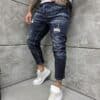 Ανδρικό τζιν παντελόνι Skinny Fit με σκισίματα-σκούρο μπλε-κωδ 069