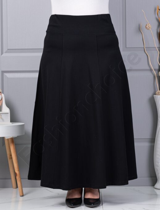 Plus size κλος φούστα με λάστιχο-μαύρο-κωδ 25365