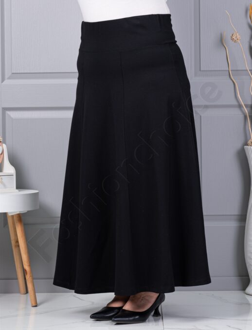 Plus size κλος φούστα με λάστιχο-μαύρο-κωδ 25365