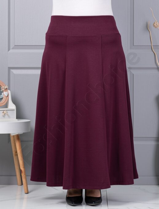 Plus size κλος φούστα με λάστιχο-βουργουνδί-κωδ 25365-3
