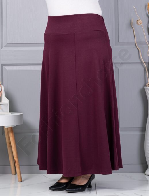 Plus size κλος φούστα με λάστιχο-βουργουνδί-κωδ 25365-3