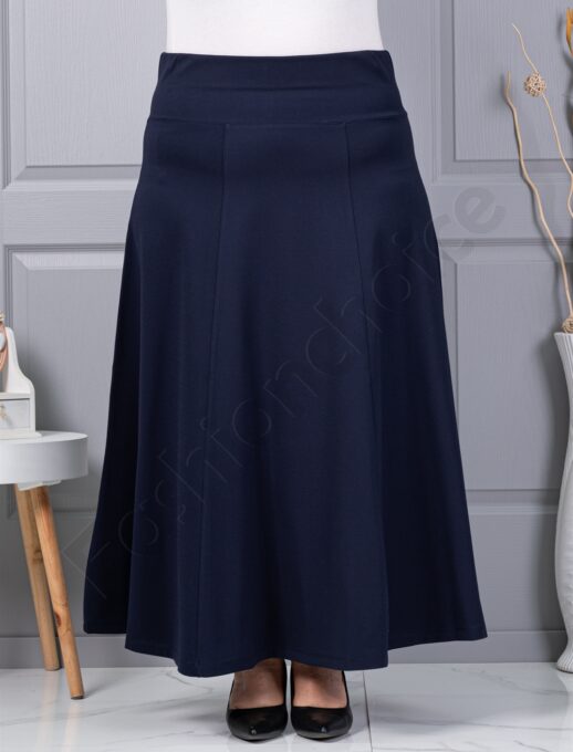 Plus size κλος φούστα με λάστιχο-μπλε σκούρο-κωδ 25365-2