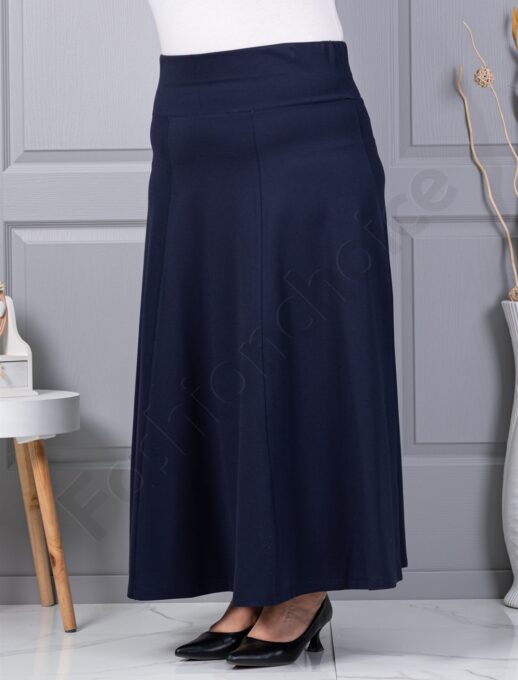 Plus size κλος φούστα με λάστιχο-μπλε σκούρο-κωδ 25365-2
