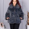 Plus size γούνινο παλτό με γιακά-γκρι-κωδ 230129-6