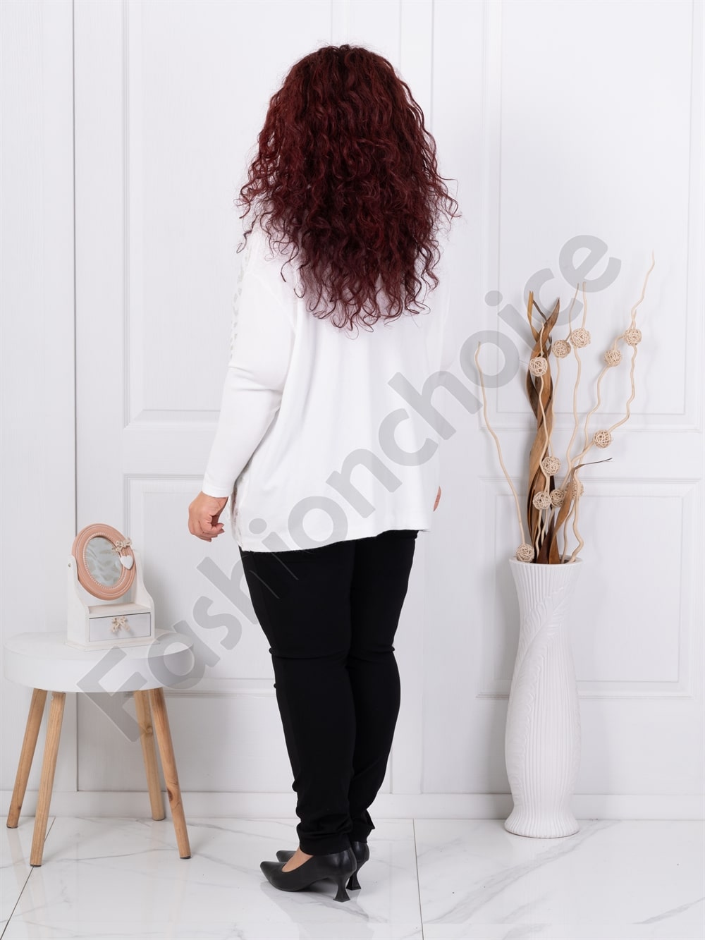 Plus size μπλούζα με λεοπάρ λεπτομέρεια-λευκό-κωδ 6761-1