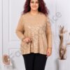 Plus size μπλούζα με λεοπάρ λεπτομέρεια-μπεζ-κωδ 6761-2