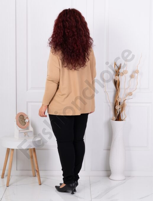 Plus size μπλούζα με λεοπάρ λεπτομέρεια-μπεζ-κωδ 6761-2