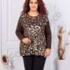 Plus size μπλούζα με λεοπάρ λεπτομέρεια-καφέ-κωδ 6761-3