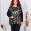 Plus size μπλούζα με λεοπάρ λεπτομέρεια-μαύρο-κωδ 6761