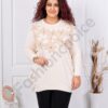 Plus size τουνίκ με απλικέ πλεκτά λουλούδια-μπεζ-κωδ 85829-1