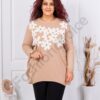 Plus size τουνίκ με απλικέ πλεκτά λουλούδια-μόκα-κωδ 85829-2