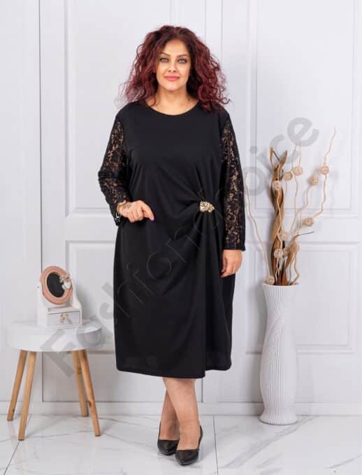 Plus size φόρεμα με δαντελένια μανίκια-κωδ 39182