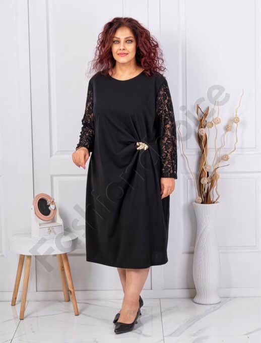 Plus size φόρεμα με δαντελένια μανίκια-κωδ 39182
