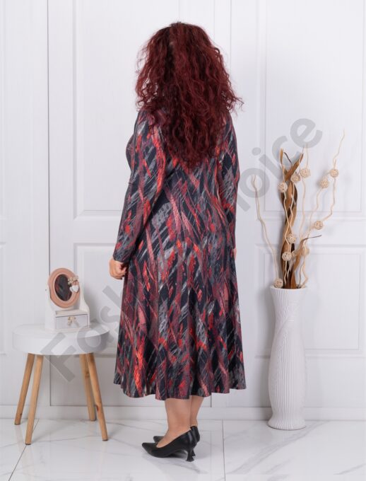 Plus size φόρεμα ανγκόρα-μαύρο/μπορντό-κωδ 25363