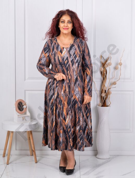 Plus size φόρεμα ανγκόρα-μαύρο/μπεζ-κωδ 25363-1