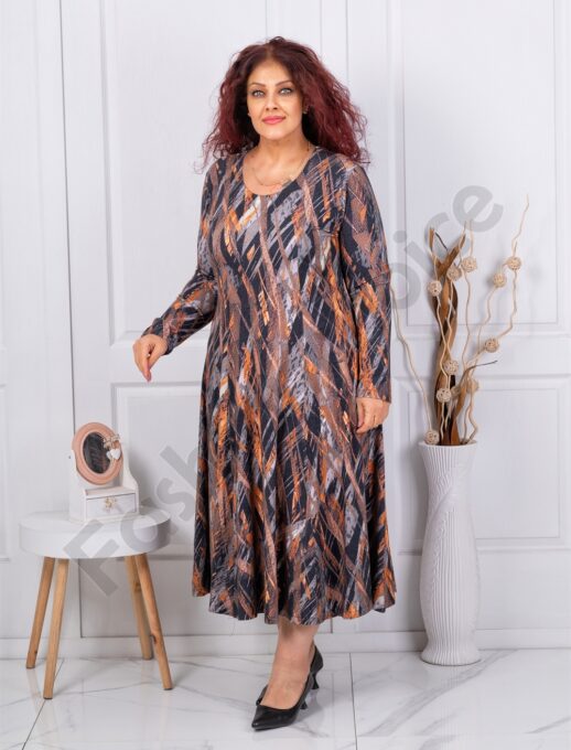 Plus size φόρεμα ανγκόρα-μαύρο/μπεζ-κωδ 25363-1
