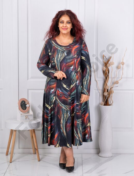 Plus size φόρεμα ανγκόρα-μπλε/πράσινο-κωδ 25363-2