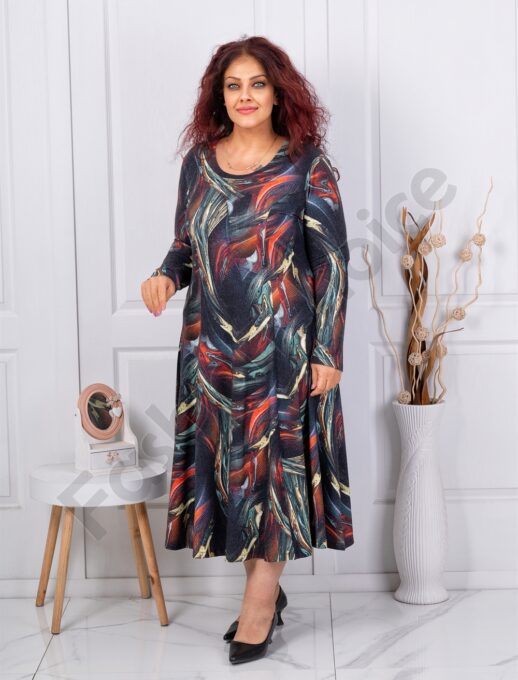 Plus size φόρεμα ανγκόρα-μπλε/πράσινο-κωδ 25363-2