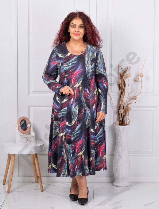 Plus size φόρεμα ανγκόρα-μπλε/φούξια-κωδ 25363-3