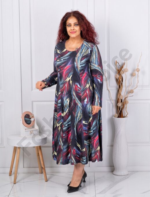 Plus size φόρεμα ανγκόρα-μπλε/φούξια-κωδ 25363-3