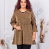 Plus size γυαλιστερή τουνίκ με τούλι-χρυσό-κωδ 1429-1