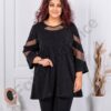 Plus size γυαλιστερή τουνίκ με τούλι-μαύρο-κωδ 1429