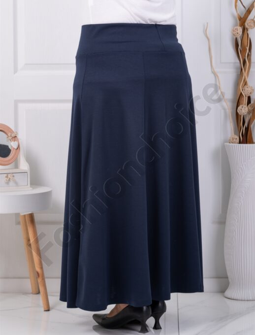 Plus size κλος φούστα με λάστιχο-μπλε σκούρο-κωδ 25365-2
