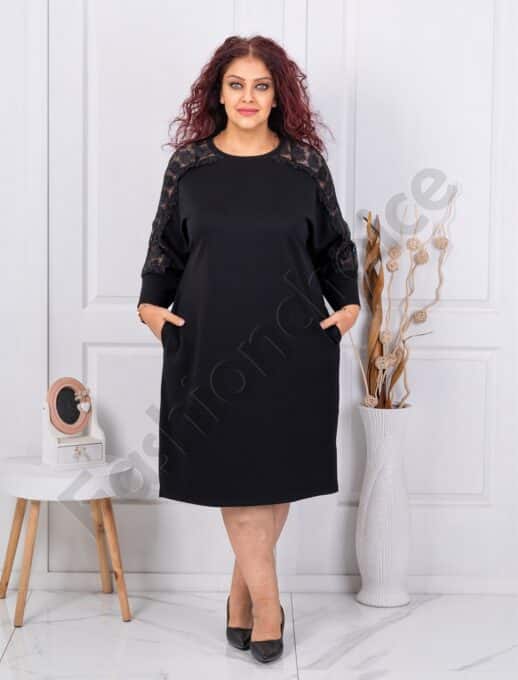 Plus size φόρεμα με δαντέλα στα μανίκια-κωδ 3844