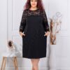 Plus size φόρεμα με φλοράλ δαντέλα-μαύρο-κωδ 3787