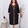 Plus size κομψό φόρεμα με λεοπάρ απλικέ-μαύρο-κωδ 2562