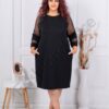 Plus size μαύρο φόρεμα με πουά τούλι-κωδ 3794