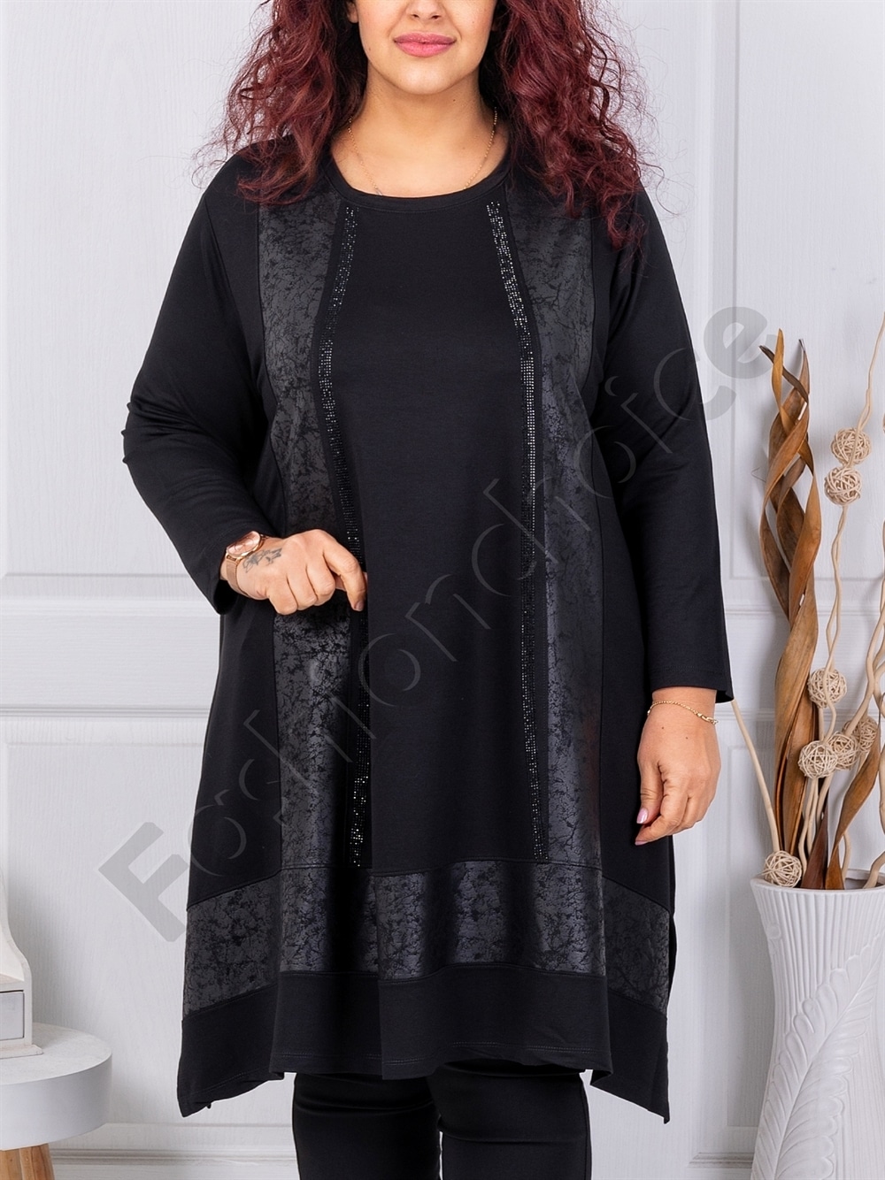 Plus size τουνίκ με συνδυασμό υφασμάτων-κωδ 3933