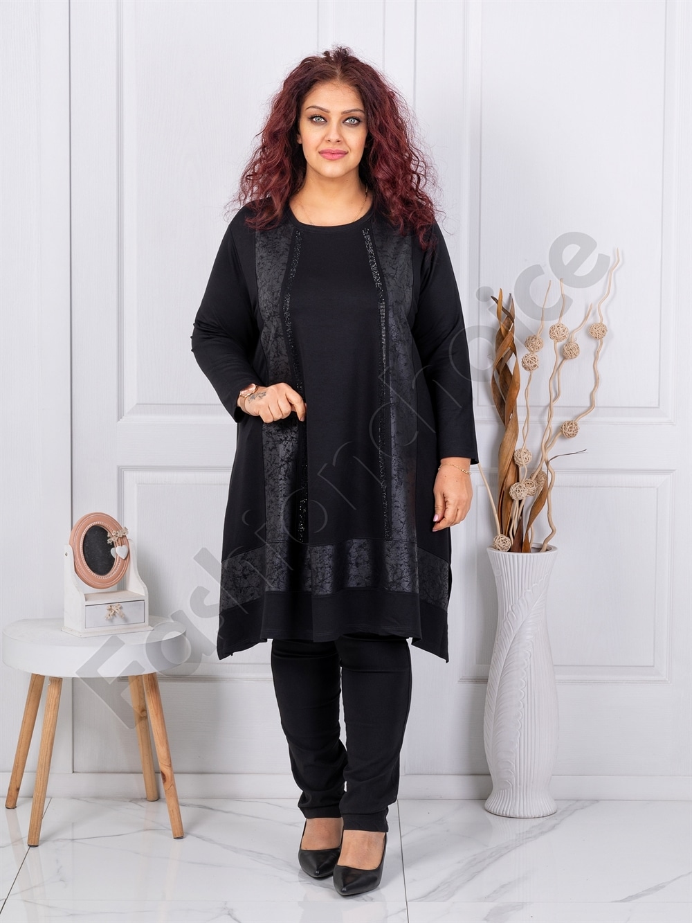 Plus size τουνίκ με συνδυασμό υφασμάτων-κωδ 3933