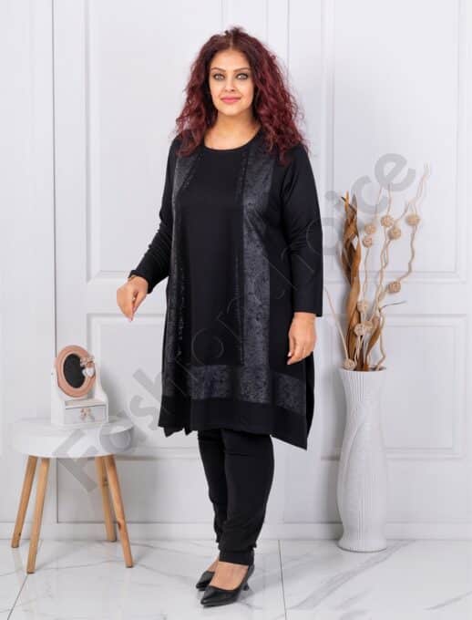 Plus size τουνίκ με συνδυασμό υφασμάτων-κωδ 3933