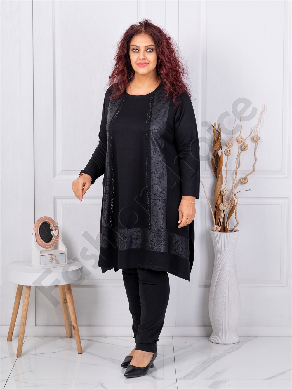 Plus size τουνίκ με συνδυασμό υφασμάτων-κωδ 3933
