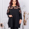Plus size τουνίκ με φλοράλ τούλι-μαύρο-κωδ 4000