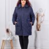 Plus size μπουφάν με κουκούλα-μπλε-κωδ 71400