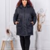 Plus size μπουφάν με κουκούλα-βαθύ μπλε-κωδ 71400-2
