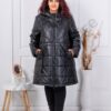 Plus size καπιτονέ μπουφάν με κουκούλα-μαύρο-κωδ 71368