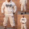 Ανδρικό Oversize σετ φόρμα με φούτερ-μπεζ-κωδ 6505-1